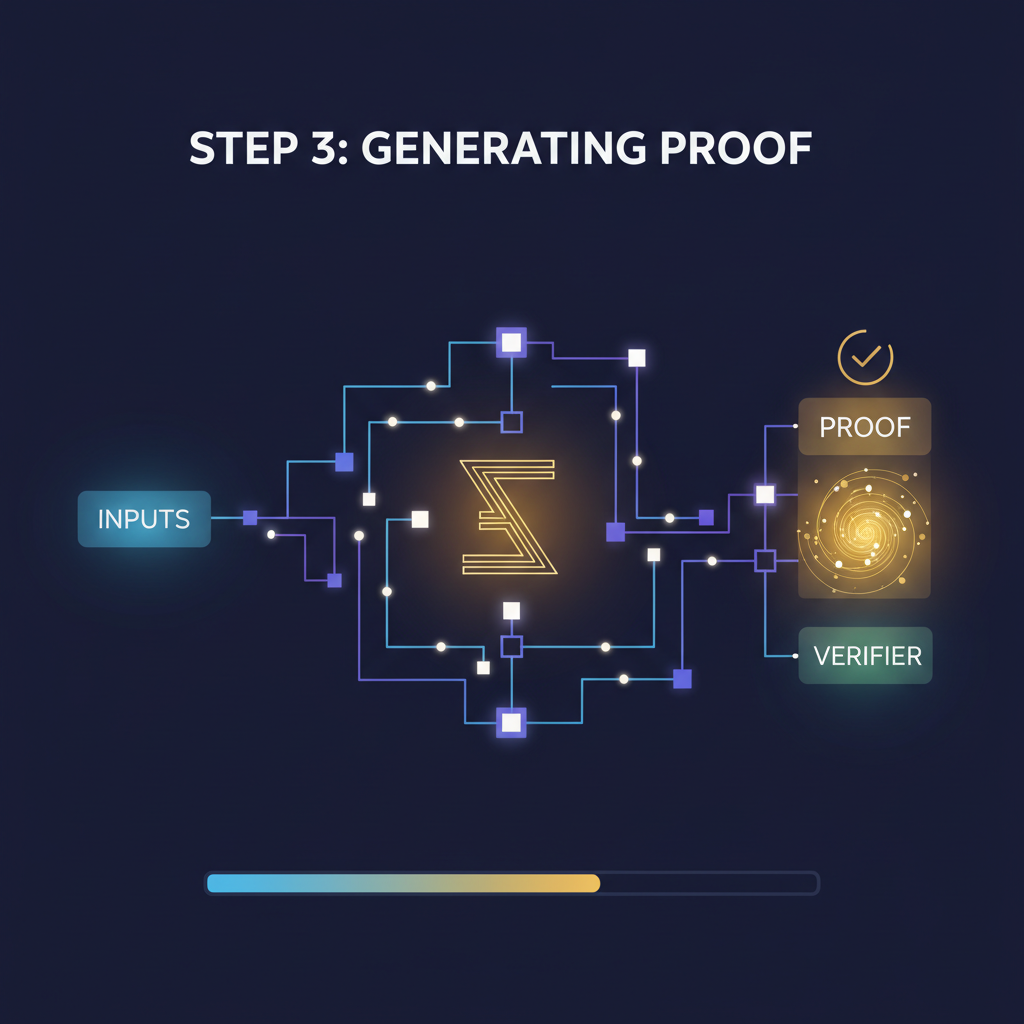 glowing ZK circuit generating proof animation